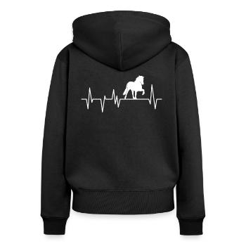 Pferde Herzschlag Reitsport Reiten Reiterin - Frauen Premium Bio Zip Hoodie - Schwarz - Hinten - Julia (174cm)