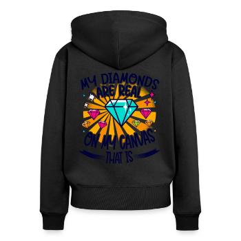 Diamond Painting Artist Real On My Canvas Diamond - Frauen Premium Bio Zip Hoodie - Schwarz - Hinten - Julia (174cm)