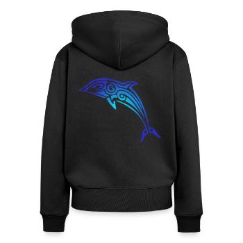 Tribal Dolphin Hawaii Islander Polynesische Maori - Frauen Premium Bio Zip Hoodie - Schwarz - Hinten - Julia (174cm)