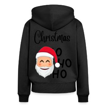 Christmas HoHoHo - Frauen Premium Bio Zip Hoodie - Schwarz - Hinten - Julia (174cm)