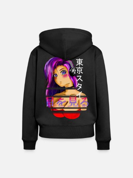 Rin - Frauen Premium Bio Zip Hoodie - Schwarz