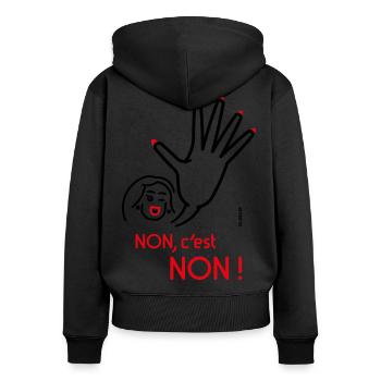 Non, C’Est Non ! (Non Signifie Non ! Friendly 2C) - Sweat à capuche zippé Premium bio Femme - noir - Dos - Julia (174cm)