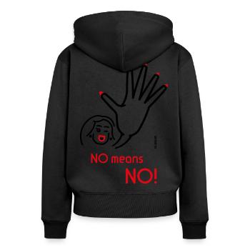 No Means No! (Friendly / 2C) - Sweat à capuche zippé Premium bio Femme - noir - Dos - Julia (174cm)