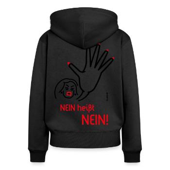 Nein Heißt Nein! (Angry / 2C) - Frauen Premium Bio Zip Hoodie - Schwarz - Hinten - Julia (174cm)