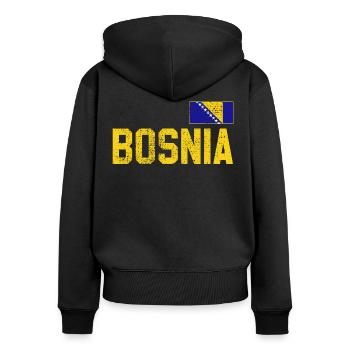 Bosnien - Frauen Premium Bio Zip Hoodie - Schwarz - Hinten - Julia (174cm)