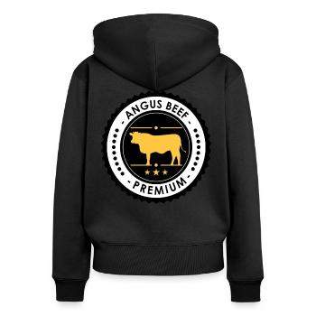 ANGUS BEEF PREMIUM appartient à tous les barbecues - Sweat à capuche zippé Premium bio Femme - noir - Dos - Julia (174cm)