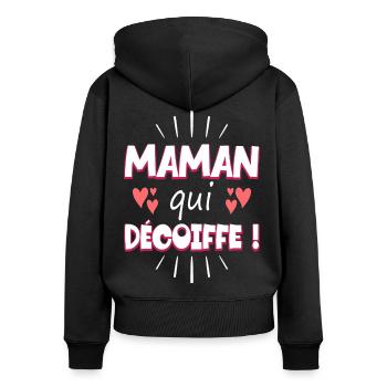 Femme Maman Qui Décoiffe Meilleure Maman - Sweat à capuche zippé Premium bio Femme - noir - Dos - Julia (174cm)