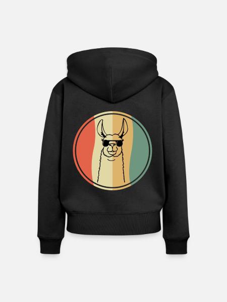Lama - cool Alpaka - Frauen Premium Bio Zip Hoodie - Schwarz