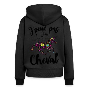 Je peux pas j´ai Cheval cadeau - Sweat à capuche zippé Premium bio Femme - noir - Dos - Julia (174cm)