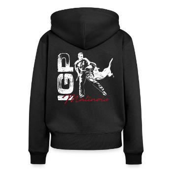 IGP Malinois - Frauen Premium Bio Zip Hoodie - Schwarz - Hinten - Julia (174cm)