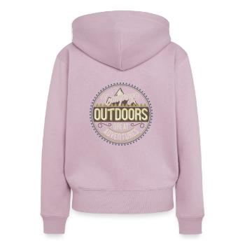 CAMPING DE PLEIN AIR - Sweat à capuche zippé Premium bio Femme - rose poudré - Dos - Julia (174cm)