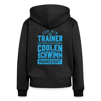 Schwimmen – Shirt Trainer Wassersport Geschenk - Frauen Premium Bio Zip Hoodie - Schwarz - Hinten - Julia (174cm)