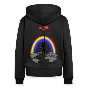 Freedom - Love makes you free - Women's Premium Organic Zip Hoodie - black - Back - Julia (174cm)