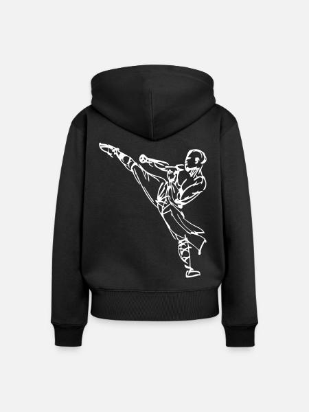 kungfu logo - Frauen Premium Bio Zip Hoodie - Schwarz