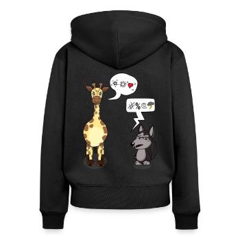 Gewaltfreie Kommunikation Giraffe und Wolf - Frauen Premium Bio Zip Hoodie - Schwarz - Hinten - Julia (174cm)