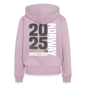 Lofoten Norwegen Angeltour 2025 - Frauen Premium Bio Zip Hoodie - Altrosa - Hinten - Julia (174cm)