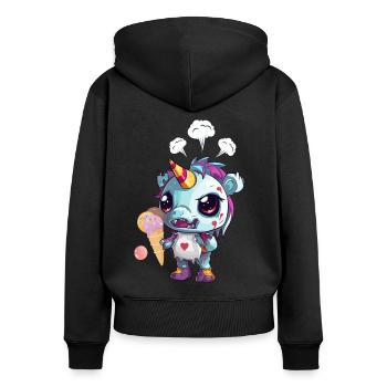Licorne en colère - Licorne en colère - Licorne Maléfique - Sweat à capuche zippé Premium bio Femme - noir - Dos - Julia (174cm)