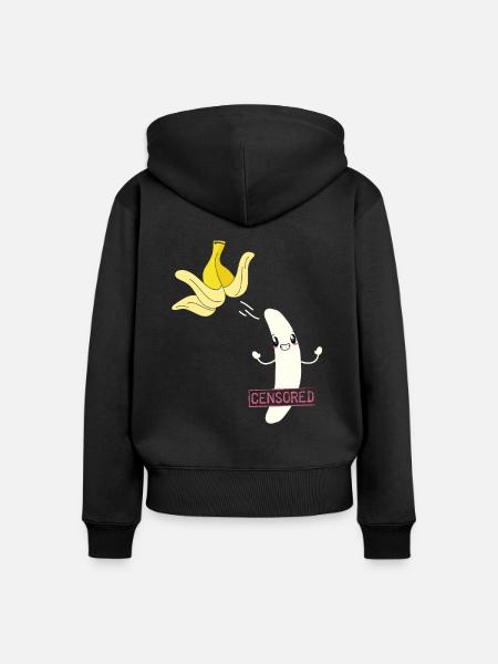 Censored Zensiert Banane - Frauen Premium Bio Zip Hoodie - Schwarz