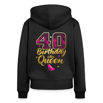 40 Birthday Queen | 40. Geburtstag Geschenkidee - Frauen Premium Bio Zip Hoodie - Schwarz - Hinten - Julia (174cm)