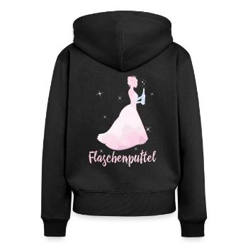 Flaschenputtel - Frauen Premium Bio Zip Hoodie - Schwarz - Hinten - Julia (174cm)
