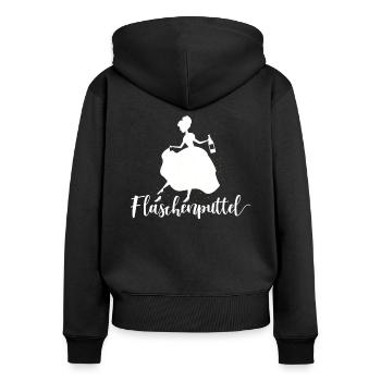 Flaschenputtel - Frauen Premium Bio Zip Hoodie - Schwarz - Hinten - Julia (174cm)