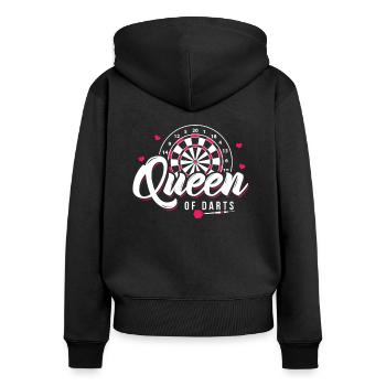 Queen of Darts dart player darts gift - Women's Premium Organic Zip Hoodie - black - Back - Julia (174cm)