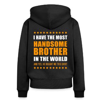 Brother gift idea present birthday - Women's Premium Organic Zip Hoodie - black - Back - Julia (174cm)