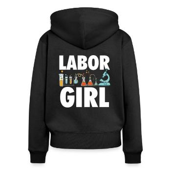 Labor Girl Chemie Studentin Laborantin - Frauen Premium Bio Zip Hoodie - Schwarz - Hinten - Julia (174cm)