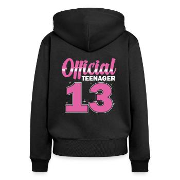 Girls Official Teenager 13 Birthday - Women's Premium Organic Zip Hoodie - black - Back - Julia (174cm)