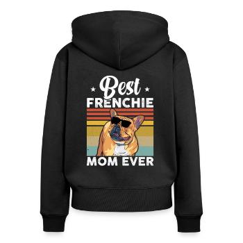 Meilleur Frenchie Mom French Bulldog Dog - Sweat à capuche zippé Premium bio Femme - noir - Dos - Julia (174cm)