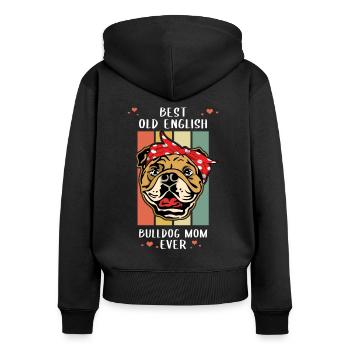 Old English Bulldog Mom | Dog mistress - Women's Premium Organic Zip Hoodie - black - Back - Julia (174cm)