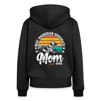 Rhodesian Ridgeback Mom | Geschenk Hund - Frauen Premium Bio Zip Hoodie - Schwarz - Hinten - Julia (174cm)