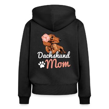 Dachshund Mom Hund Geschenkidee Dackel - Frauen Premium Bio Zip Hoodie - Schwarz - Hinten - Julia (174cm)
