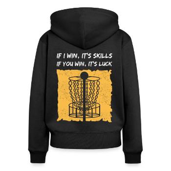 Disc Golf Discgolf Discgolfspieler Geschenk - Frauen Premium Bio Zip Hoodie - Schwarz - Hinten - Julia (174cm)