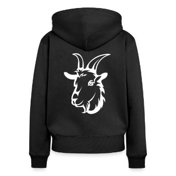 Umriss Von Einem Ziegenkopf - Ziege - Frauen Premium Bio Zip Hoodie - Schwarz - Hinten - Julia (174cm)