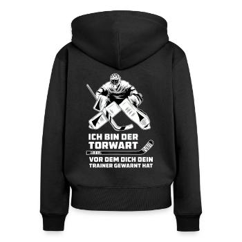 Ambitionierten Eishockey Torwart - Frauen Premium Bio Zip Hoodie - Schwarz - Hinten - Julia (174cm)