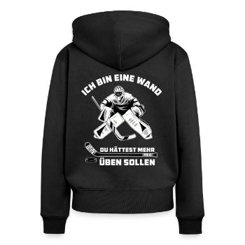 Stolzen Eishockey Torwart - Eishockey Torwart - Frauen Premium Bio Zip Hoodie - Schwarz - Hinten - Julia (174cm)