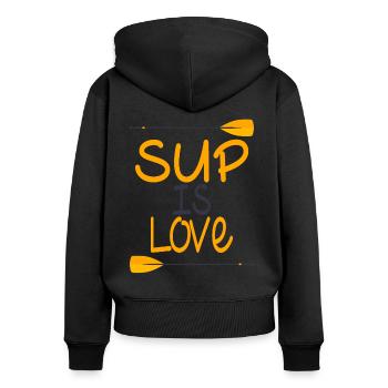 Le SUP, c'est l'amour du stand up paddle - Sweat à capuche zippé Premium bio Femme - noir - Dos - Julia (174cm)