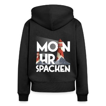 Moin Ihr Spacken Plattdeutsch Nordsee Für - Frauen Premium Bio Zip Hoodie - Schwarz - Hinten - Julia (174cm)