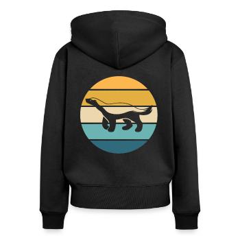 Retro Honigdachs Vintage Honigdachs - Frauen Premium Bio Zip Hoodie - Schwarz - Hinten - Julia (174cm)
