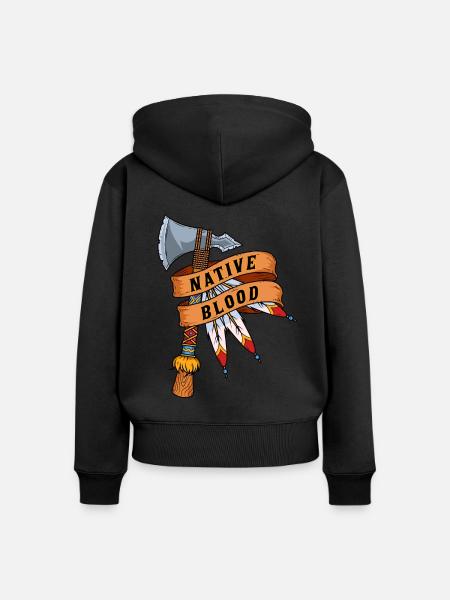 Indianer - Frauen Premium Bio Zip Hoodie - Schwarz