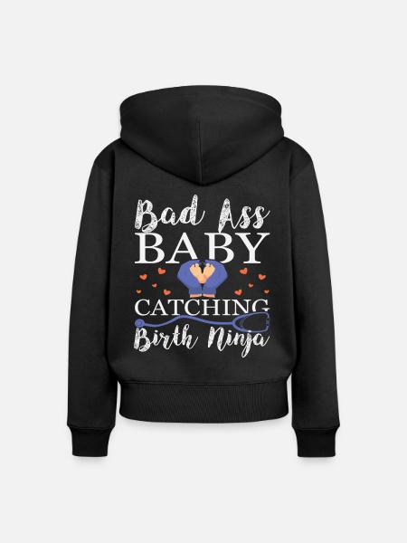 Hebamme Geburtshelfer - Frauen Premium Bio Zip Hoodie - Schwarz