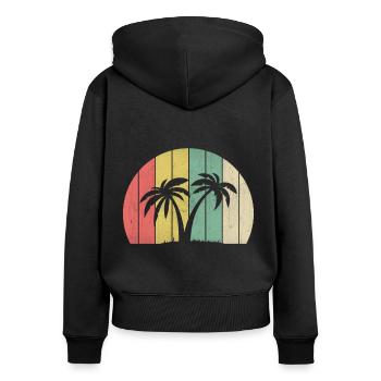 palmiers - Sweat à capuche zippé Premium bio Femme - noir - Dos - Julia (174cm)