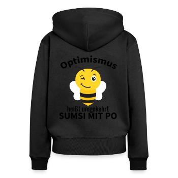 Sumsi mit Po Optimismus Imker Bienen Honig Spaß - Frauen Premium Bio Zip Hoodie - Schwarz - Hinten - Julia (174cm)