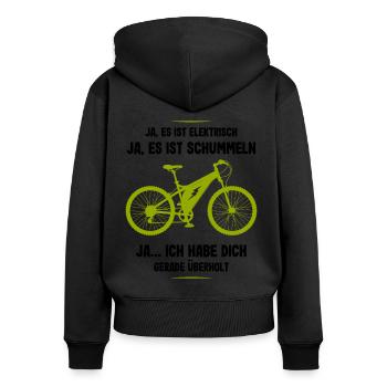 E-Bike Ich habe Dich Überholt Biker Fahrrad Spruch - Frauen Premium Bio Zip Hoodie - Schwarz - Hinten - Julia (174cm)