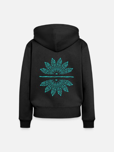 Lotus Blume Unalome Yoga Meditation - Frauen Premium Bio Zip Hoodie - Schwarz