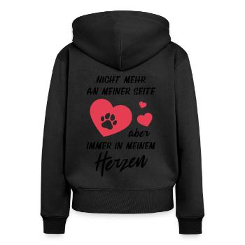 Hundehalter Immer in Meinem Herzen Hundeliebhaber - Frauen Premium Bio Zip Hoodie - Schwarz - Hinten - Julia (174cm)