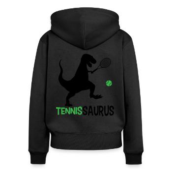 Tennissaurus tennis dinosaure joueur de tennis Tenn - Sweat à capuche zippé Premium bio Femme - noir - Dos - Julia (174cm)