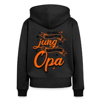 Ich sehe viel zu Jung aus für einen Opa Großvater - Frauen Premium Bio Zip Hoodie - Schwarz - Hinten - Julia (174cm)