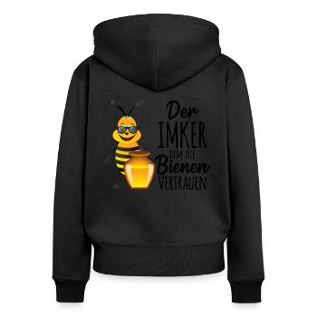 Der Imker dem die Bienen vertrauen Bienenzüchter I - Frauen Premium Bio Zip Hoodie - Schwarz - Hinten - Julia (174cm)